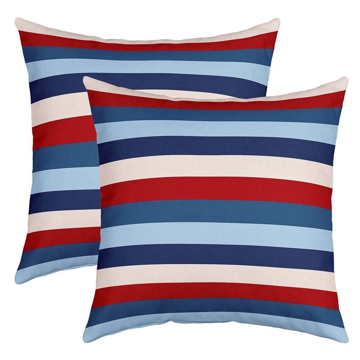 Navy Blue Red Stripe Pillow Covers 18x18 Inch Set Of 2 Ombre Pastel Striped Throw Pillow Covers Farmhouse Line Southwestern Geometric Cushion Cases Home Decor Office Sofa Couch Bed Reversible Soft — image 1