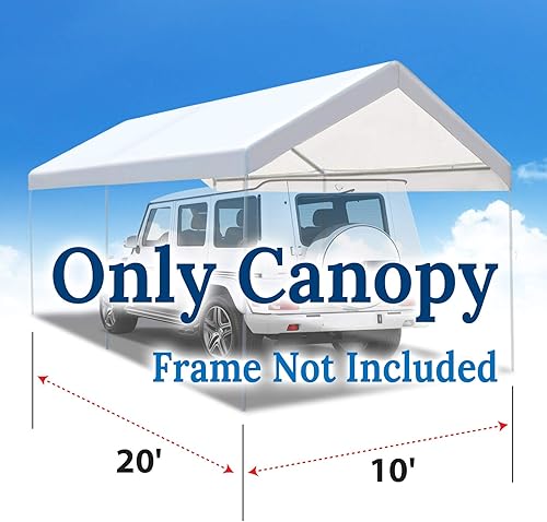Miniatura 9 de Strong Camel Cubierta de techo de repuesto para toldo de exterior de 10 x 20 pulgadas, cubierta de cochera con cenefa (10 x 20 pies, plateada)