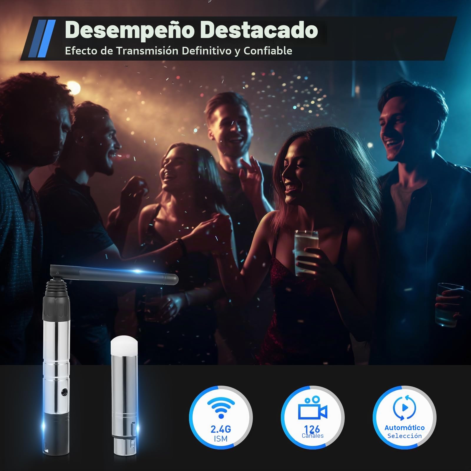 Genérico Controlador DMX Inalámbrico, Transmisor DMX 512 Receptor, Controlador de Iluminación LED con Controlador DMX, 7 Unidades 2.4G ISM (Modelo de Enchufe, sin batería)