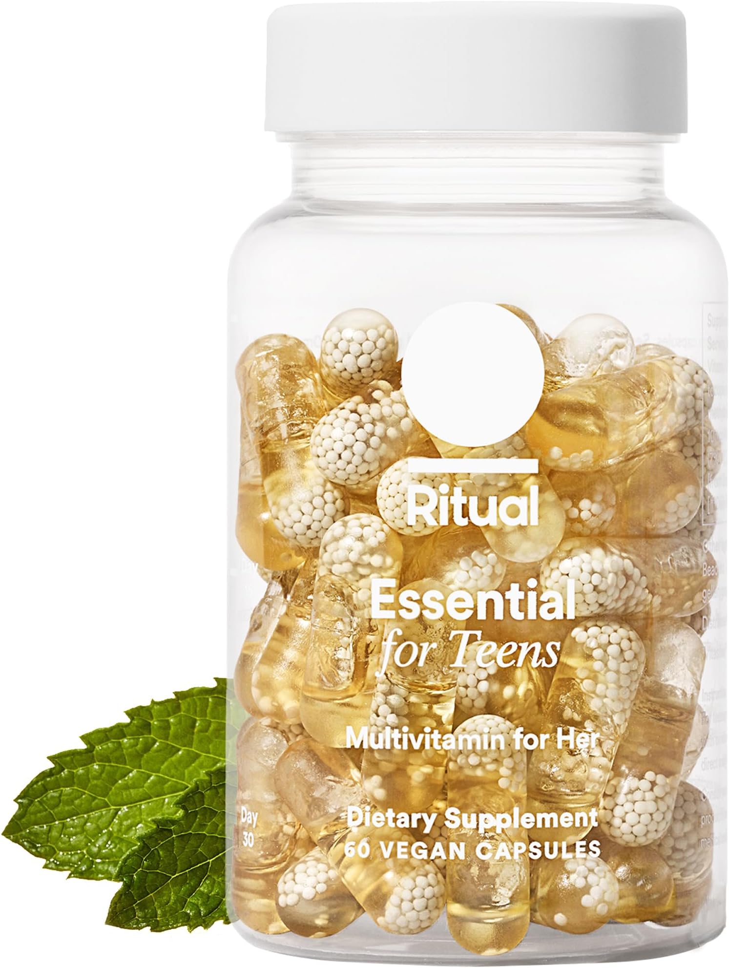 Ritual Teen Vitamins for Girls - Zinc, Vitamin A and D3 for Immune Function Support*, Omega-3 DHA & B12 for Brain Health, Non-GMO, Mint Essenced, 30 Day Supply, 60 Vegan Capsules