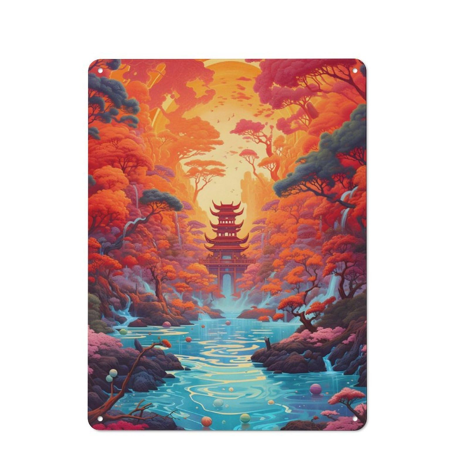 Junmoney Fantasy Landscape 31 Vintage Tin Sign 40X30cm With For Guest Room Or Hallway, For Themed Room Decoration, For Vintage Wall Decor Fans