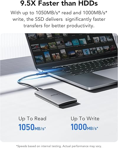 Miniatura 2 de Lexar ES3 1TB SSD externo, USB 3.2 Gen2 SSD portátil, PSSD hasta 1050MBs de lectura, 1000MBs de escritura, unidad externa de estado sólido