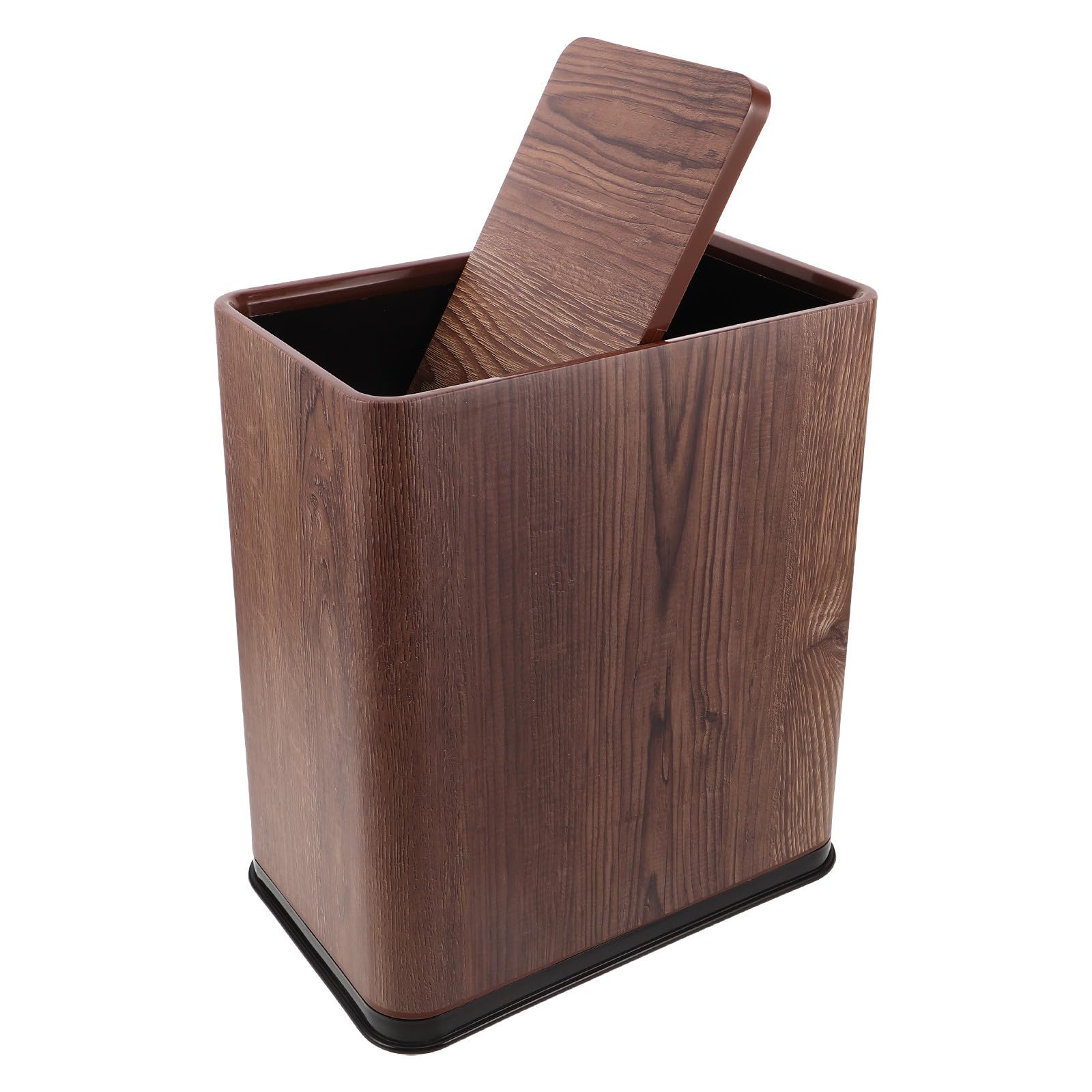 Cubo de Basura Rectangular de Plástico Veta de Madera Retro
