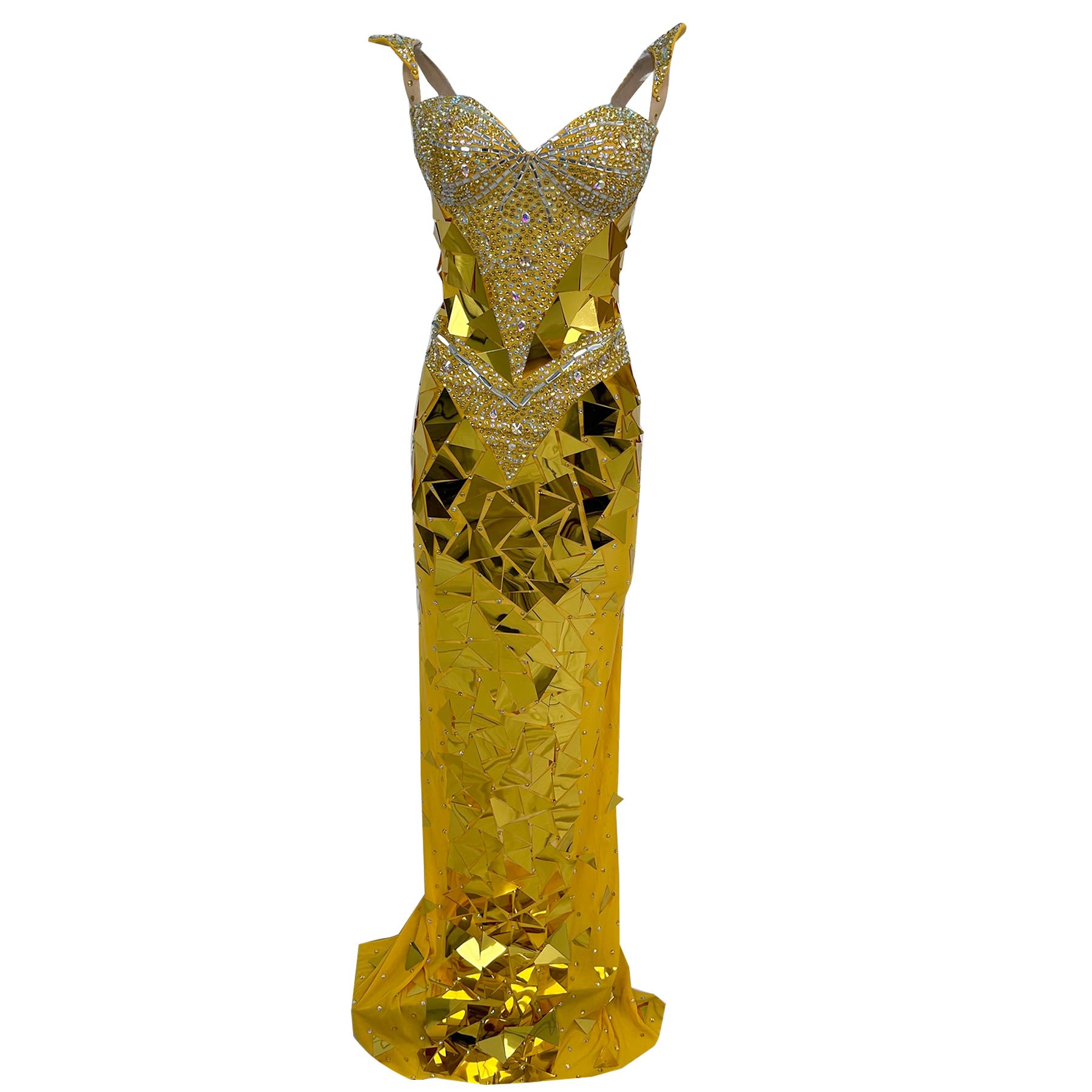Photo 1 of CELESINYI Women's Sequin & Rhinestone Maxi Dress - Gold, One Size