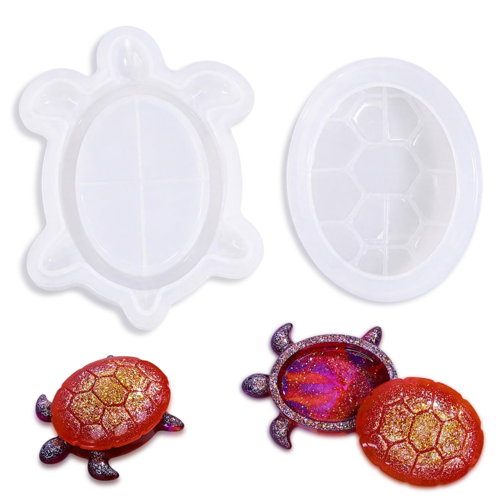 Resin Moulds, Sea Turtle Box Silicone Mold with Lid, DIY Epoxy Resin Moulds Casting Jewelry Box & Trinket Container, Ocean Decor Keepsake Mold for Home Decor, Keychains & Storage