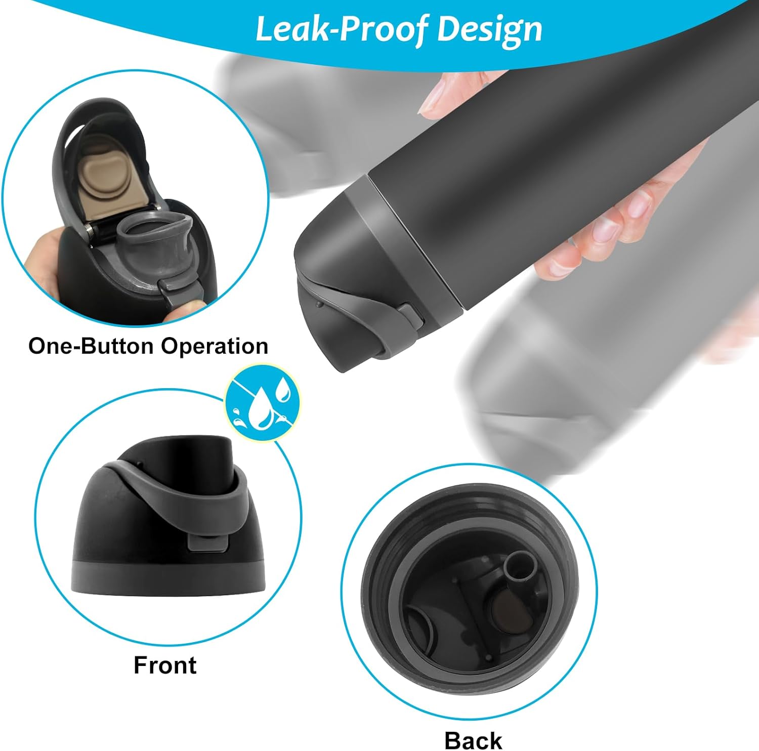 2 Pack Replacement Lid for Owala Freesip Water Bottle, Compatible with Owala Lid and Cap 16oz 24oz 32oz 40oz, Owala Cup with Straw Brush, Owala Accessories Leak-Proof,BPA-Free(Black) - Image 6