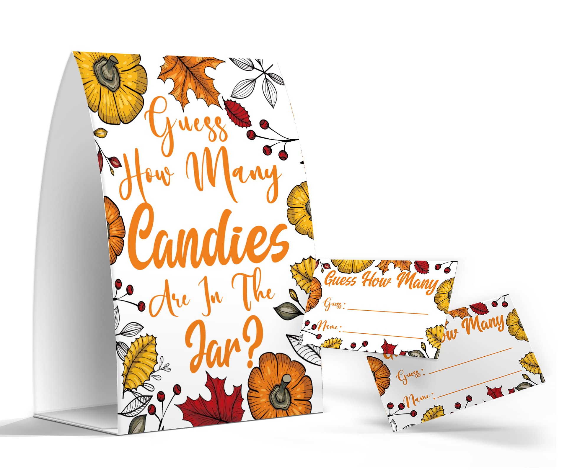 Amazon.com: Guess How Many Candy Are In The Jar - Candy Guessing Game,  Thanksgiving Party Games, 1 Sign and 50 Game Cards, Fall Maple Leaf,  Pumpkin, Baby Shower Games, Birthday Party -GH003 :