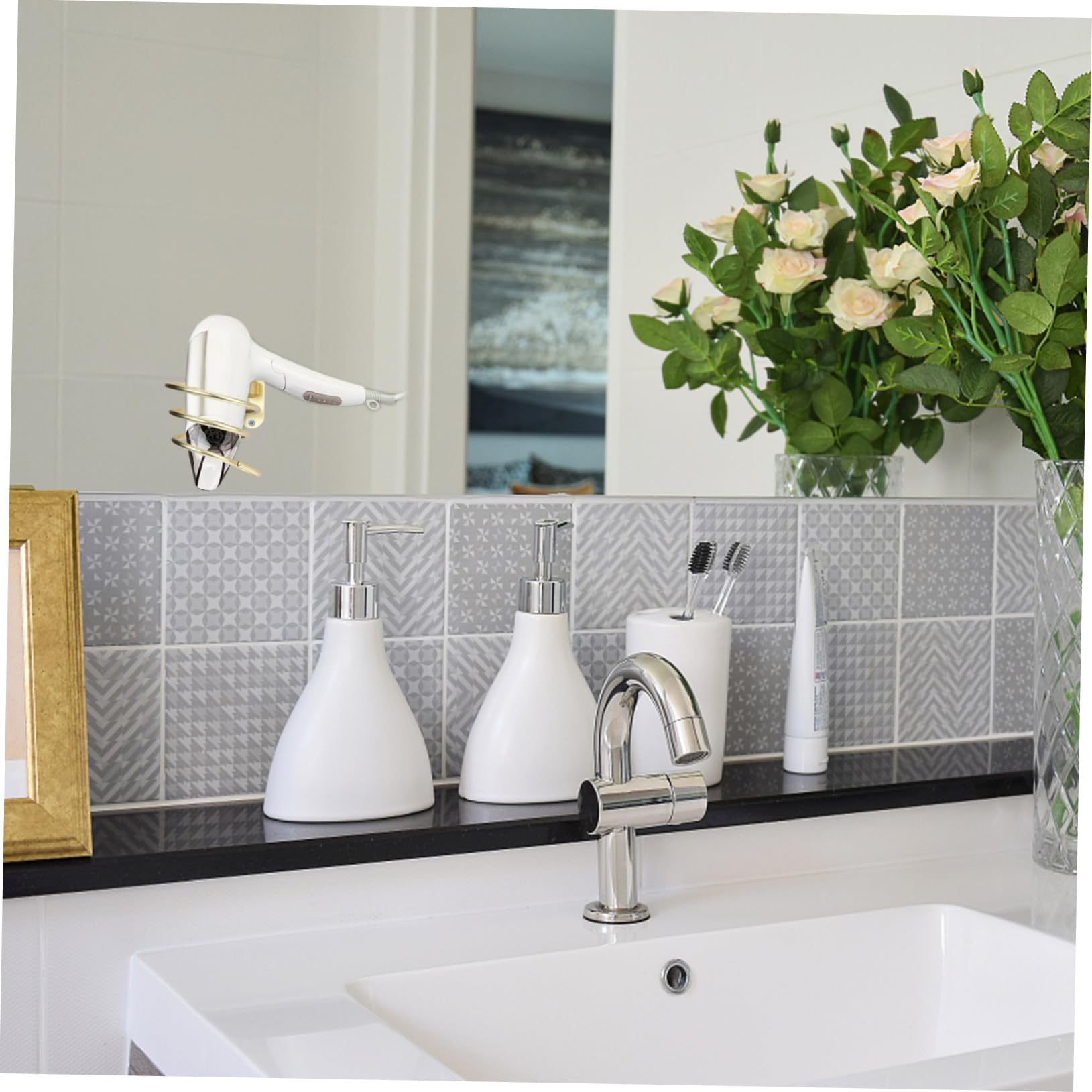 Cabilock Estante De Pared Elegante para Secador De Pelo 3 Unidades Fácil De Instalar.