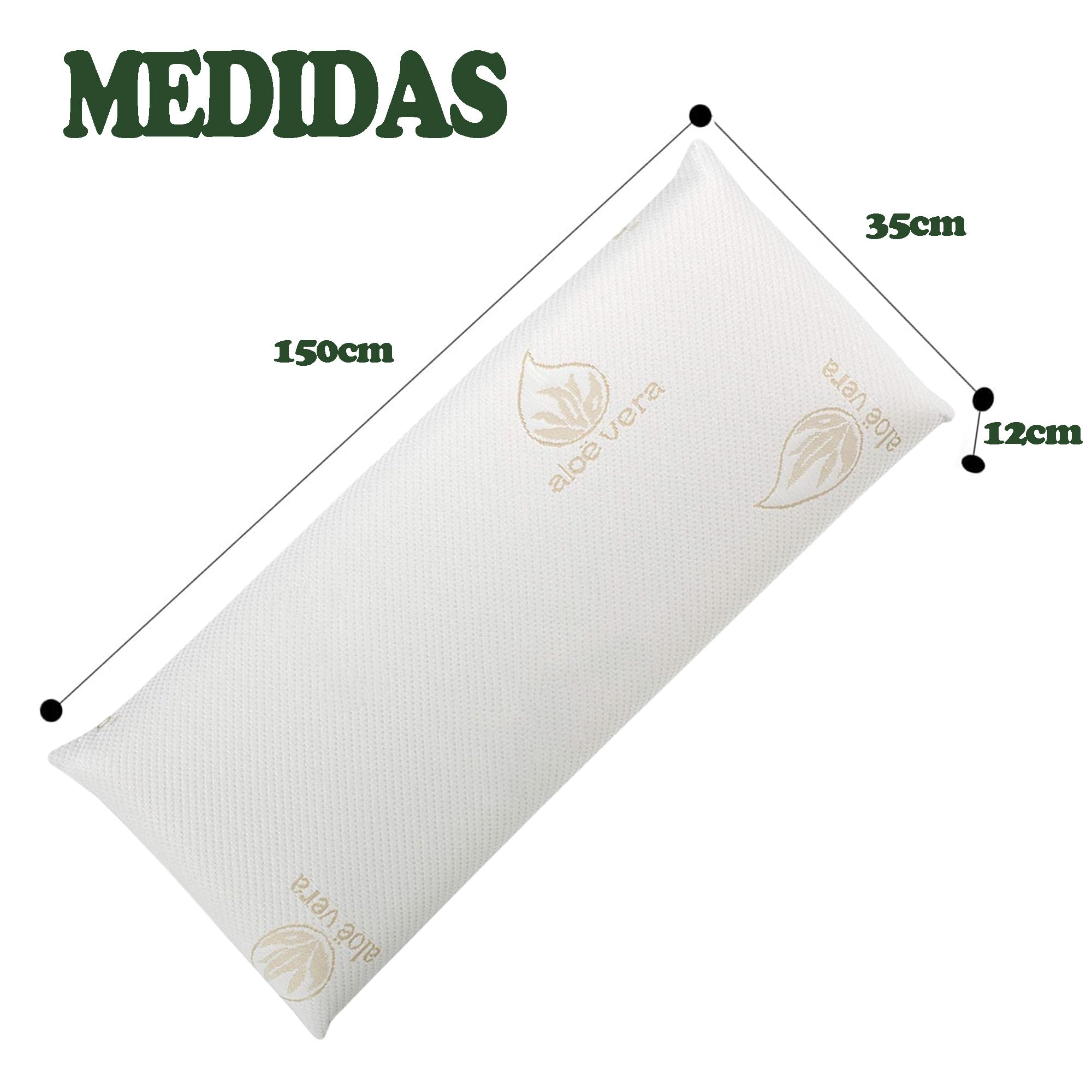 various Almohada Viscoelástica 100% Núcleo Viscoelástico, Funda de Aloe Vera, Anticácaros Antibacterias, Termorregulable y Ergonómica, Libera Presión Cervical, Fabricada en España Visco 150cm