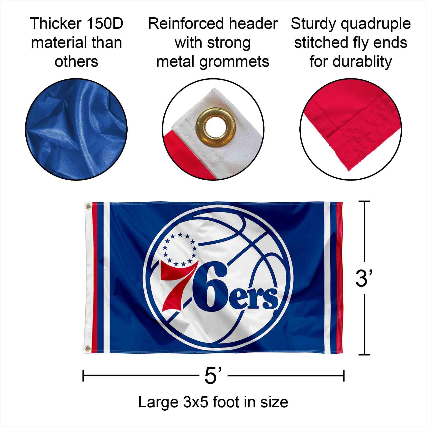 WinCraft Philadelphia 76ers NBA Logo Flag and Banner