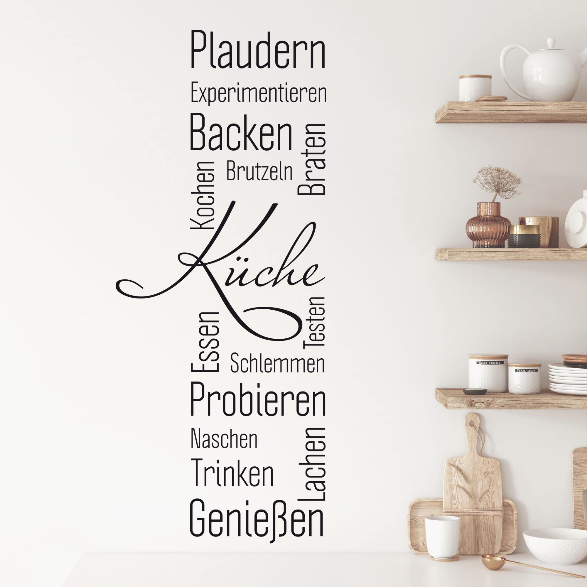 GRAZDesign Wandtattoo Küche Sprüche Plaudern | Küchenaufkleber selbstklebend - 139x57cm / 070 schwarz
