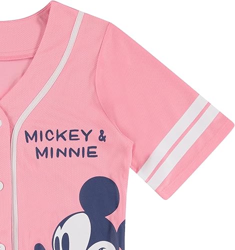 Miniatura 4 de Disney Camiseta de béisbol de Mickey Mouse con botones para mujer, diseño de Mickey y Minnie Mouse
