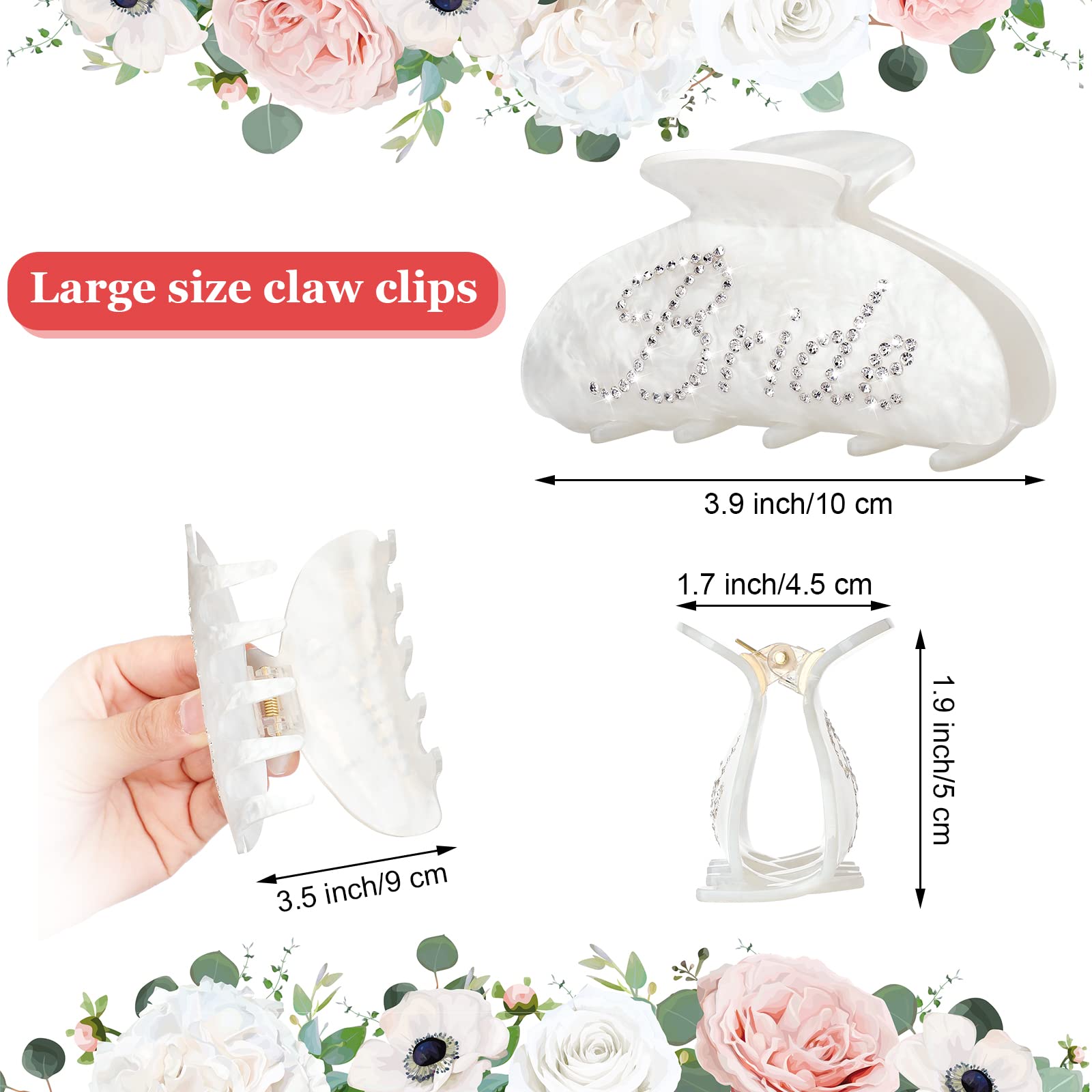 Amazon.com : 8 Pcs Rhinestone Hair Clips - Acrylic Bridal 