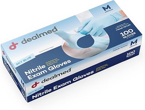 Dealmed Guantes de examen de nitrilo, sin polvo, sin látex, guantes médicos desechables