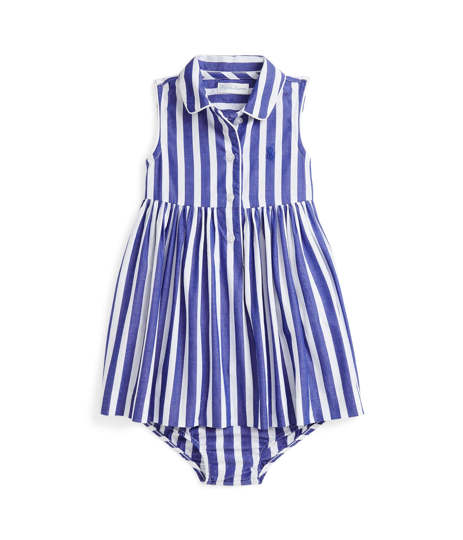 Girl's Polo Ralph Lauren Kids Striped Cotton Shirtdress & Bloomer (Infant) - Picture 2 of 3