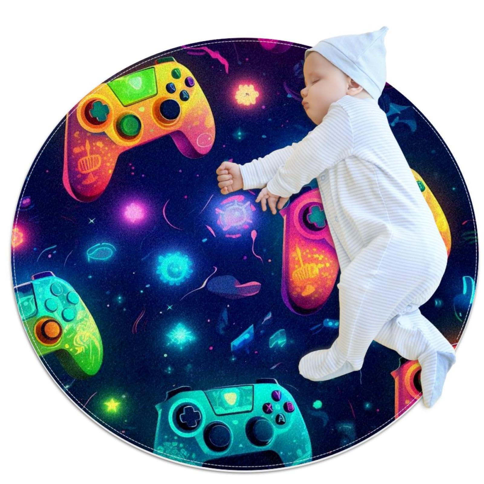 Tapis de salle de bain manettes de jeu antidérapant pour chambre rond