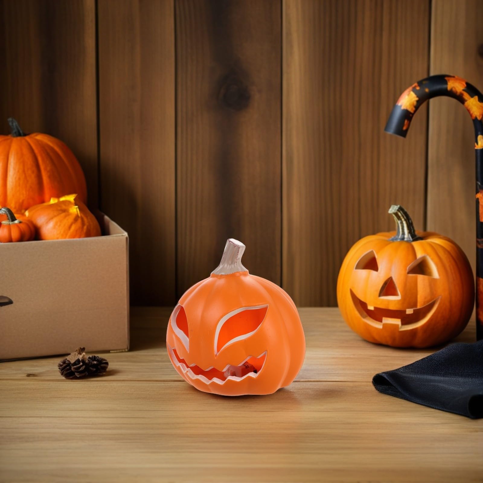 UPKOCH Lanterna cava a forma di zucca, 2 pezzi, per Halloween, con luci a LED incandescenti, per vetrine, feste e negozi
