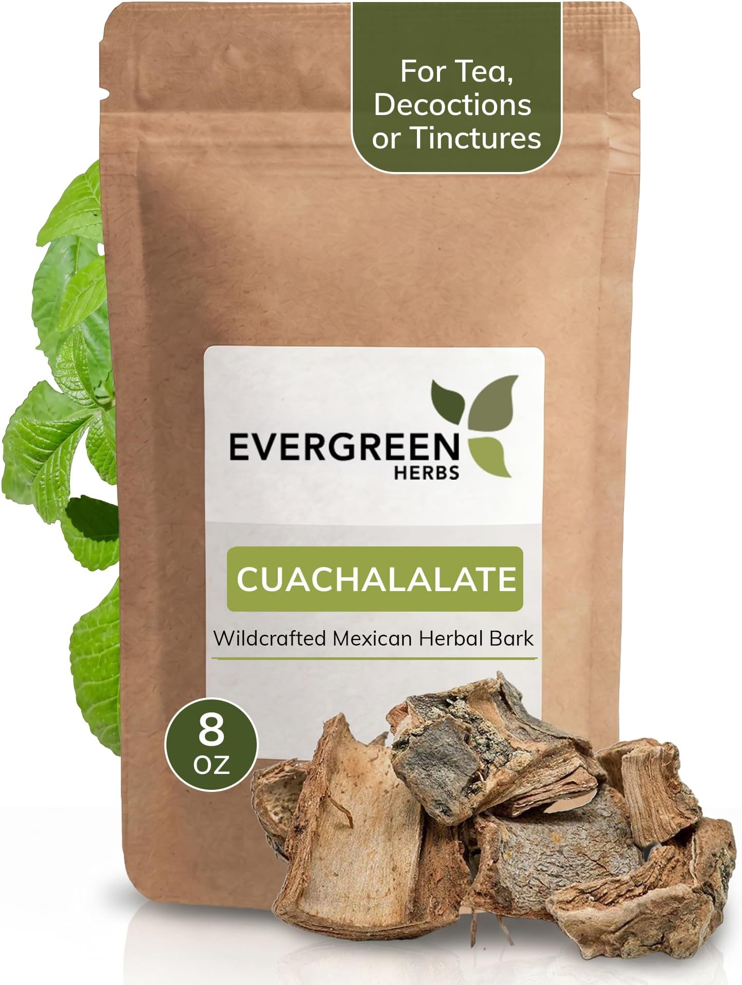 Cuachalalate Bark - Wildcrafted Mexican Herbal Bark for Cuachalalate Tea, Decoctions or Tinctures, 8 oz Resealable Pouch, Traditional Botanical