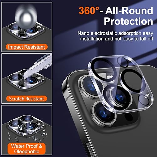 Miniatura 622 de UniqueMe [Paquete de 3 protectores de lente de cámara compatibles con iPhone 14 Pro Max/iPhone 14 Pro, vidrio templado, [compatible con fundas]