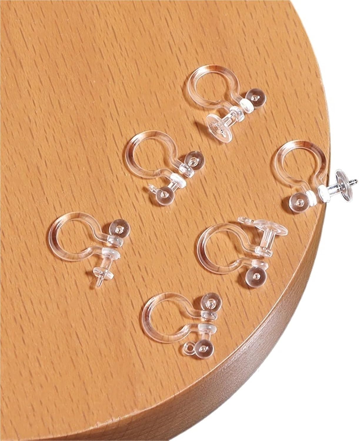 Clip On Earring Backs 100pcs Transparent U Shape Earring Clip Base Resin On Converters Findings for DIY Jewelry Making Accessories(11x11mm-02)