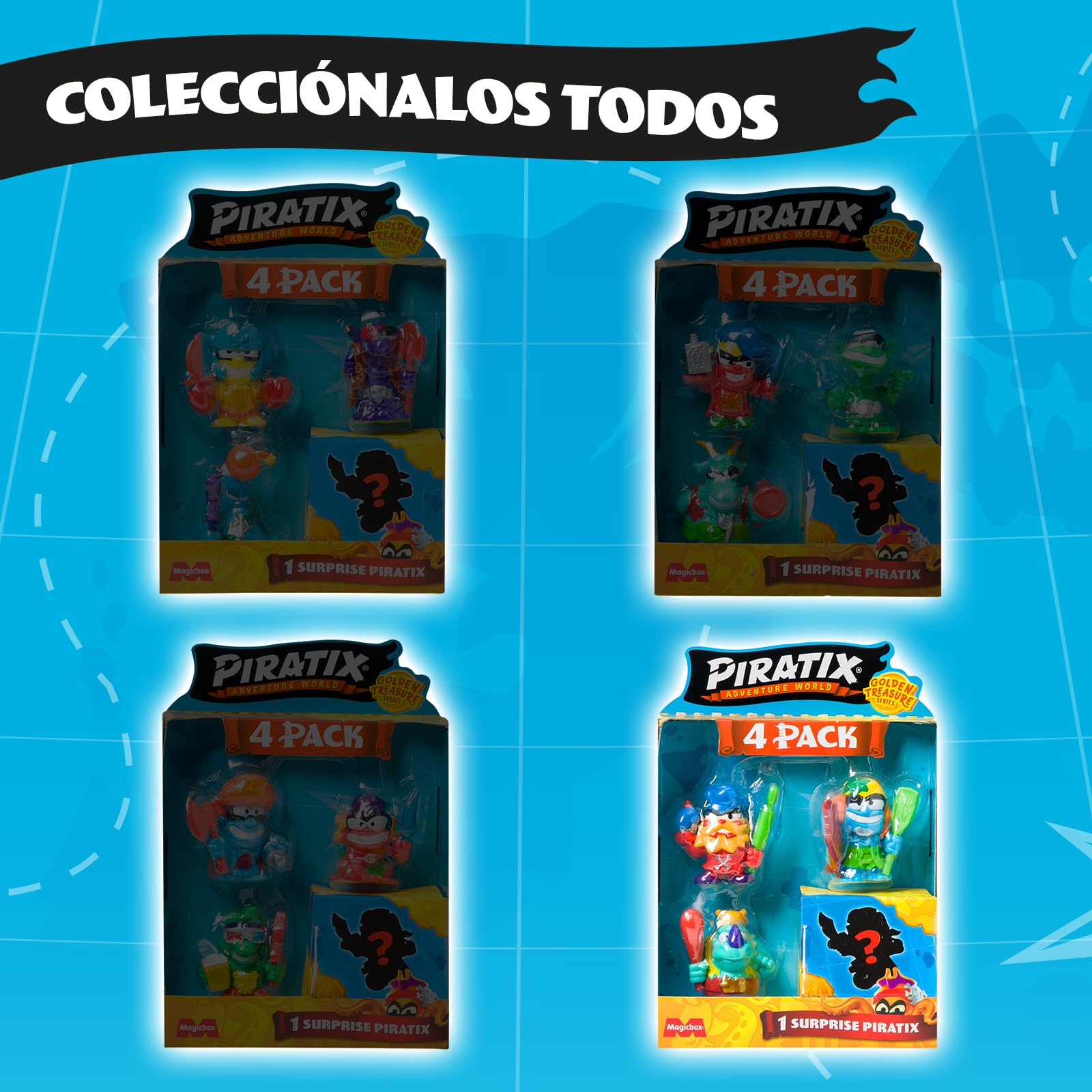 PIRATIX ADVENTURE WORLD Serie Golden Treasure –Caja con 12 fortines