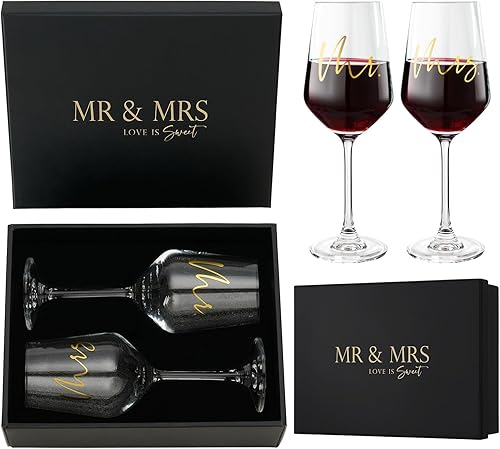 Miniatura 21 de AW BRIDAL Copas de vino Mr and Mrs Regalos de boda para parejas 2026, regalo de compromiso para parejas recién comprometidas, regalos de despedida