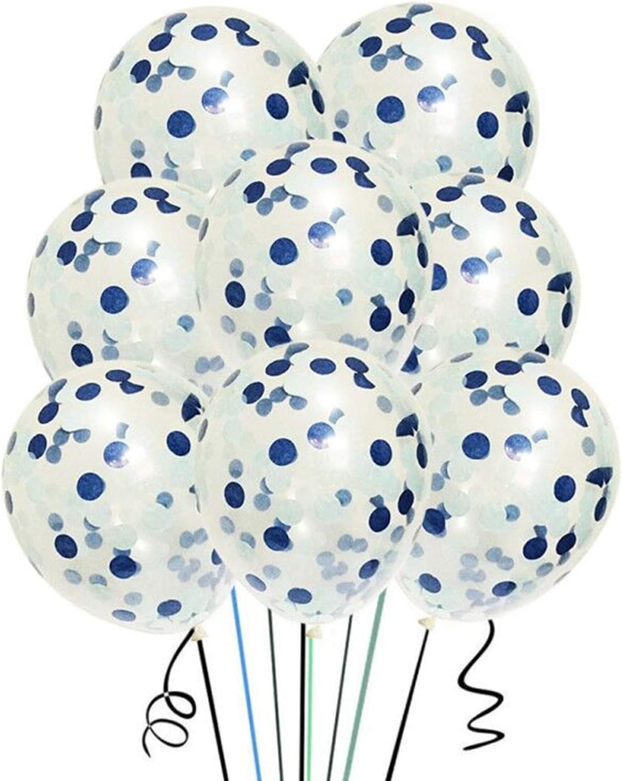 Starparty 12 inches Confetti balloons 15 Pack , Clear Balloons with Navy&Light Blue Confetti For Wedding Decorations Party Decorations And Proposal Birthday Party
