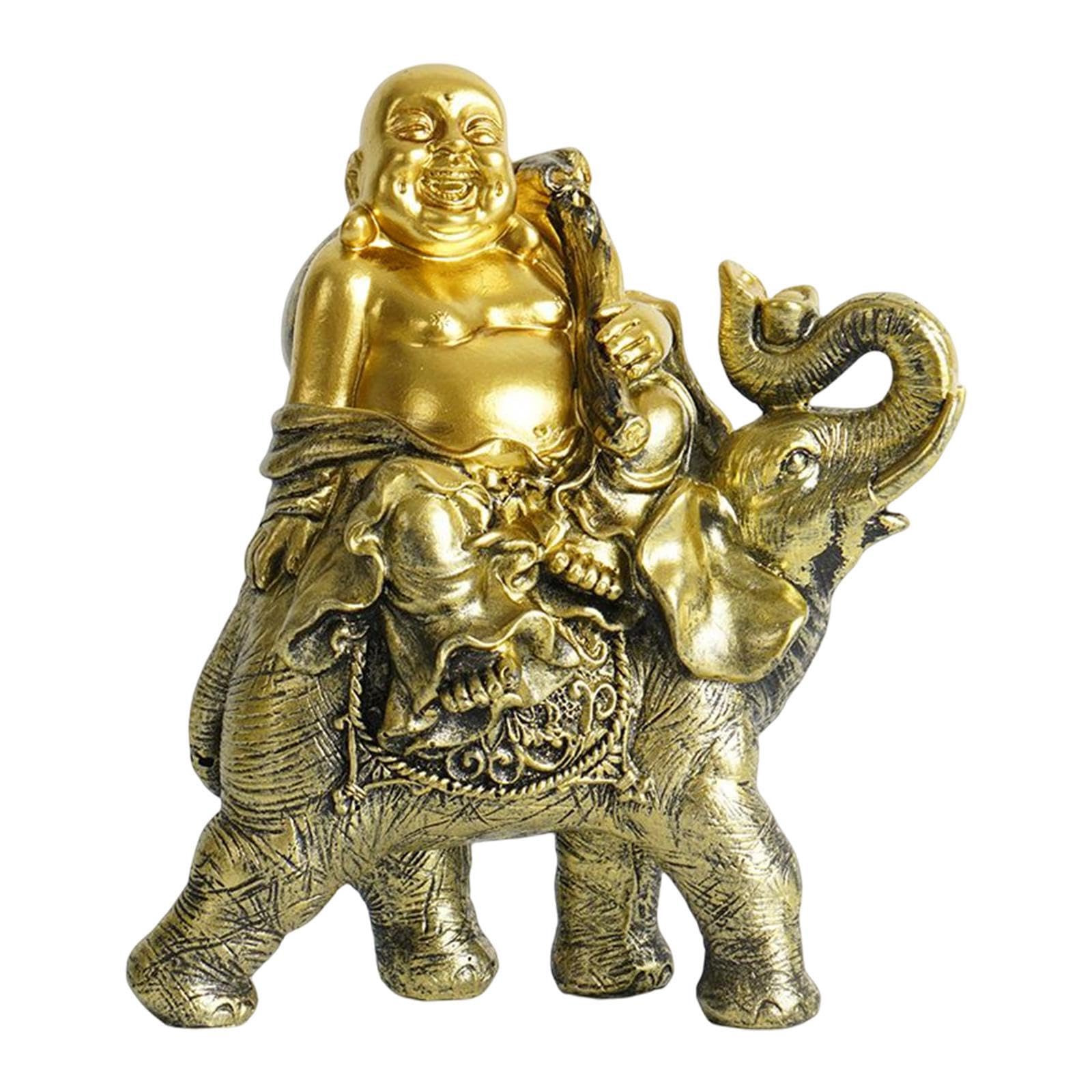 PIXZCSA Resin Laughing Buddha Sculpture Ornament Chinese Style Tabletop Desk Decoration Crafts Buddha Statue Delicate Store