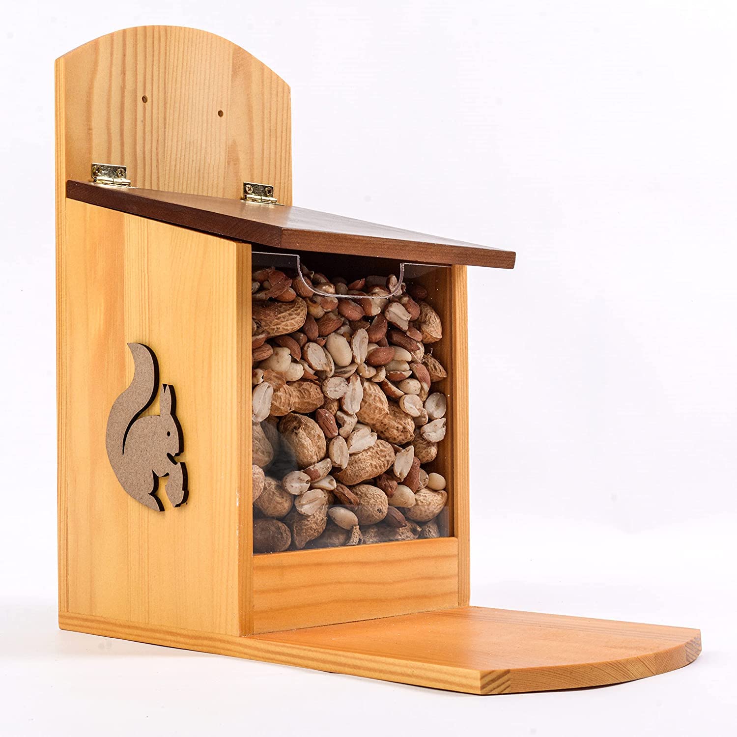 Squirrel Feeder Made of Solid Wood - 100% Weatherproof Eichirrel Feeding Station Ready Assembled for Feeding Squirrels Squirrel Feeding Station Poison