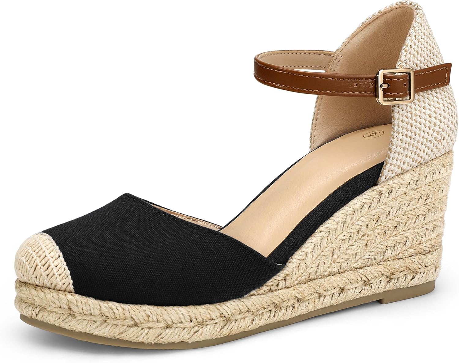 mysoft Women's Platform Espadrille Wedge Sandals Closed Toe Buckle Ankle Strap Comfortable Summer Shoes