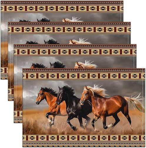 Juego de 4 manteles individuales étnicos tribales de 12 x 18 pulgadas para mesa de comedor, estilo bohemio, impermeable, para decoración de fiestas,