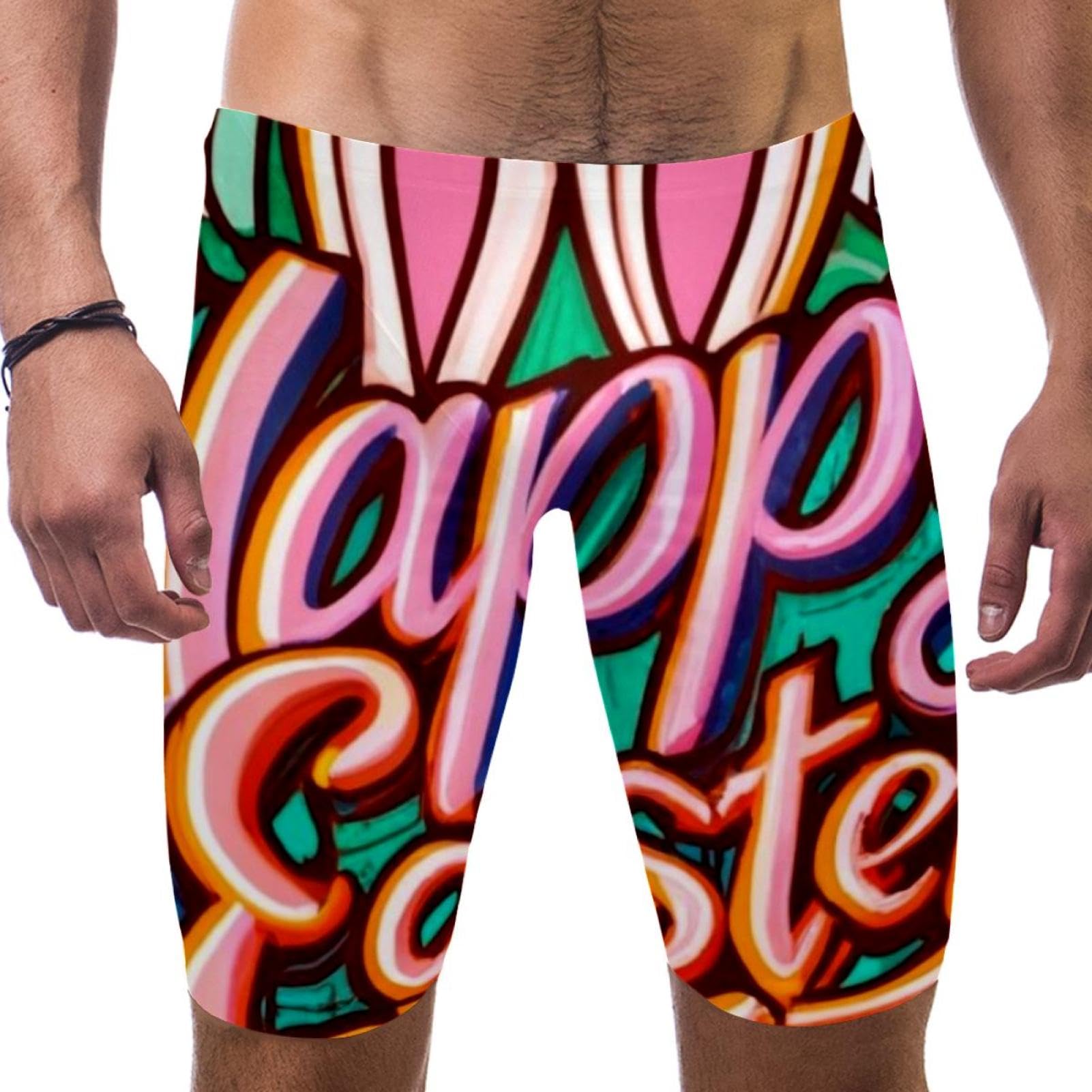 Happy Easter Swimsuit for Men & Boys,Competition Lap Swim Suit, Square Leg Endurance Training Multicoloured