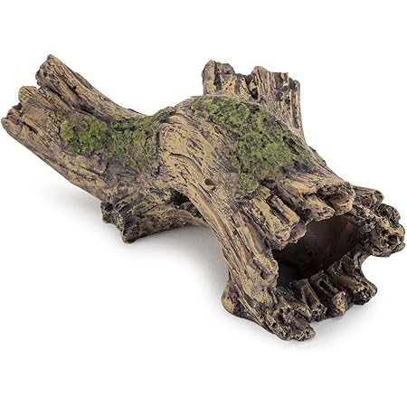 hygger Small Aquarium Ornament Poly Resin Wood Trunk Log Fish Tank Decoration for up to 20 Gallon Tank Betta Fish Accessories Hideout Cave(Tree Log)