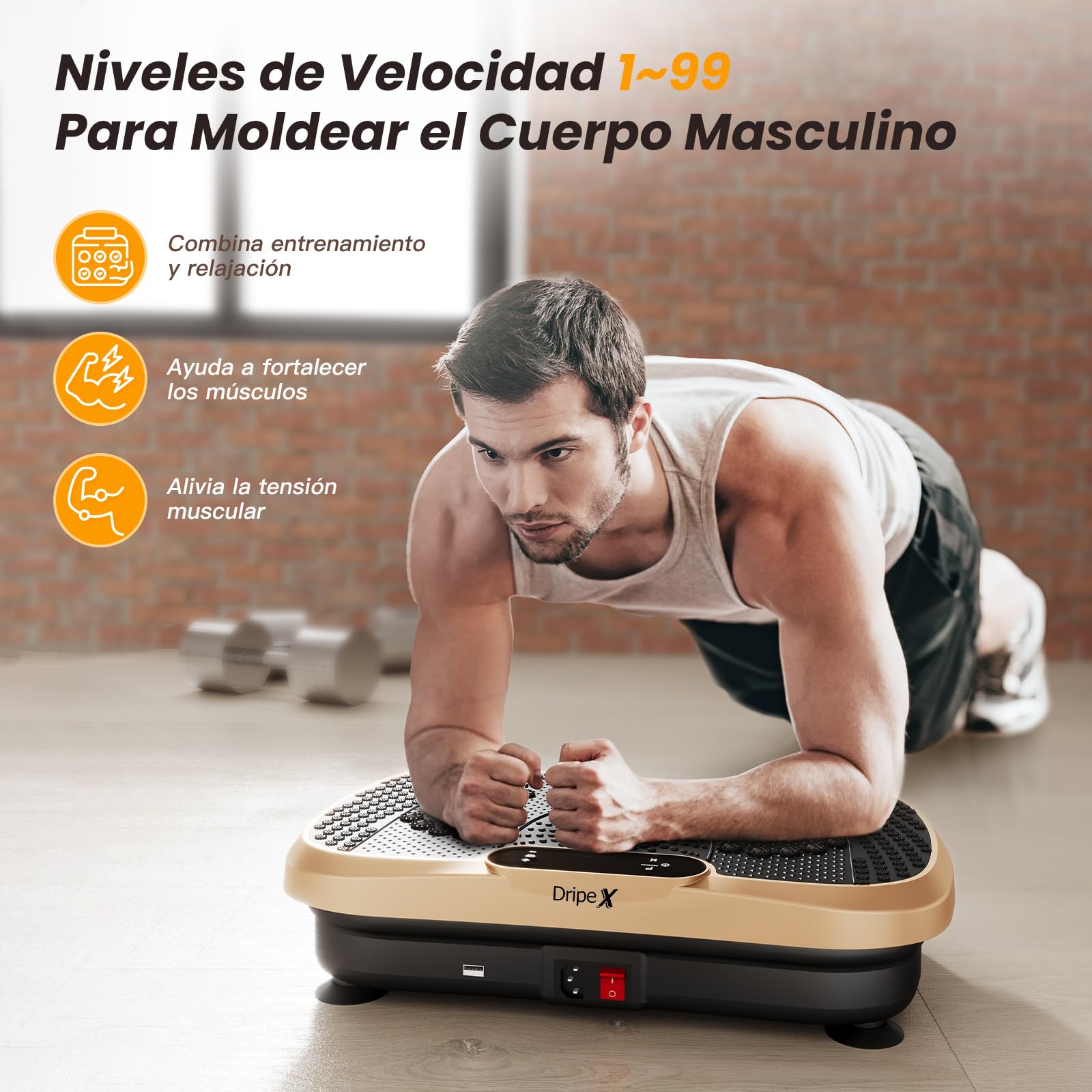 Dripex Plataforma Vibratoria, 99 Niveles de Vibración, 5 Programas de Entrenamiento, Altavoz Bluetooth, Pantalla LCD, Plataforma Vibración Muscular para Hacer Ejercicio en Casa