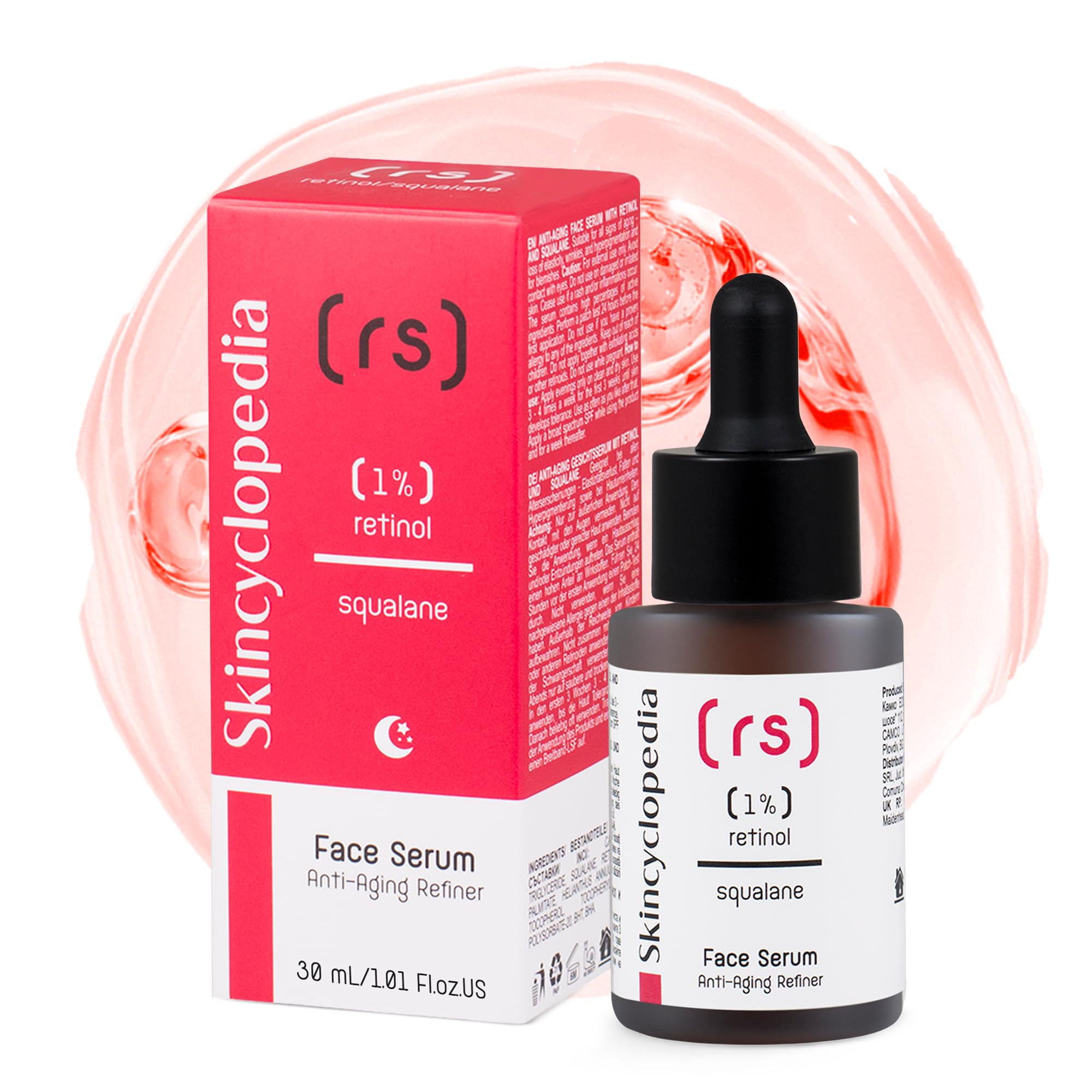Skincyclopedia 1% Retinol Serum with Squalane and Vitamin E - Acne Prone and Oily Skin Moisturiser, Dark Spot Remover and Pore Minimizer, for Men and Women, 30ml