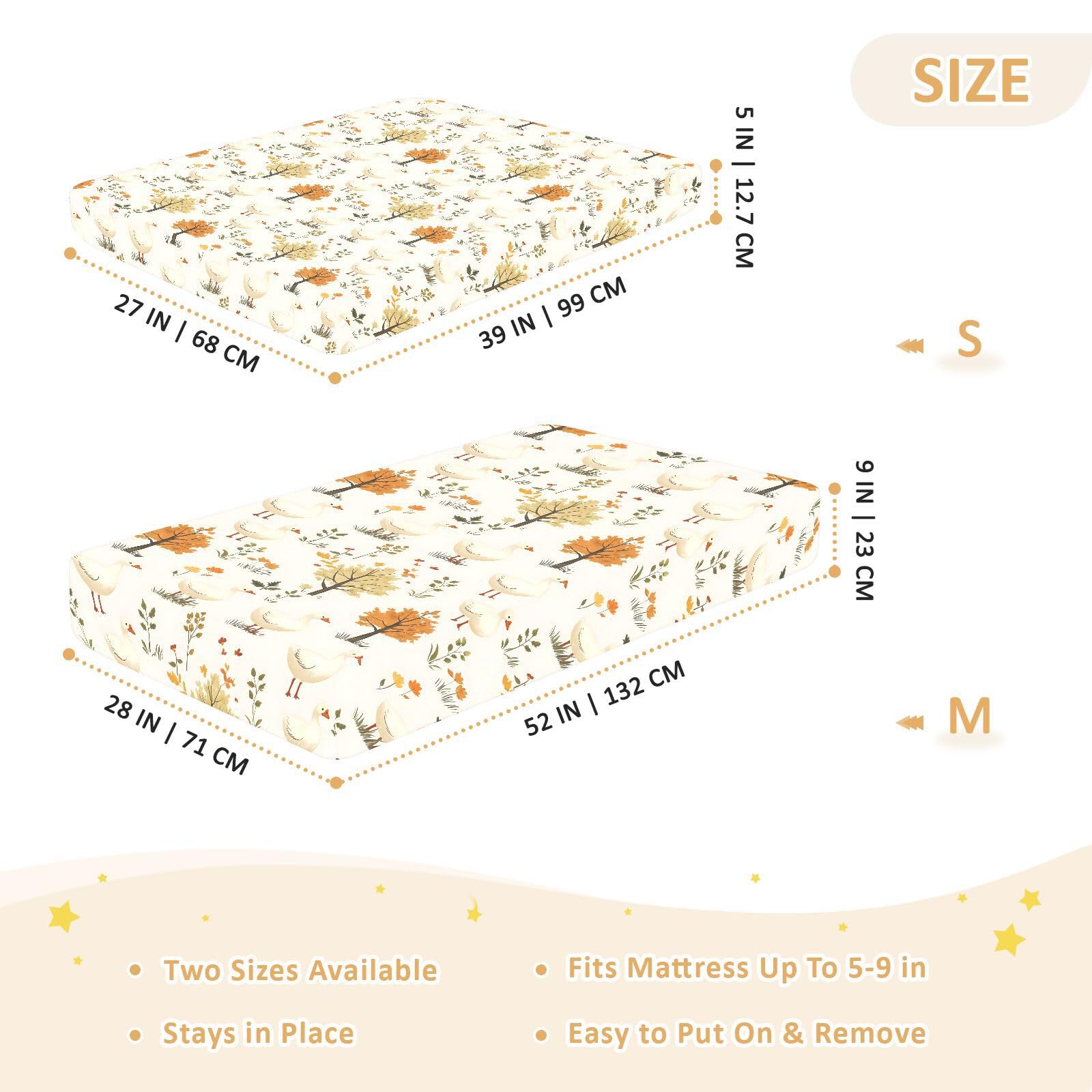 Drap-housse pour berceau de bébé Oies sur l'arbre pour garçons et filles - 71,1 x 132,1 cm