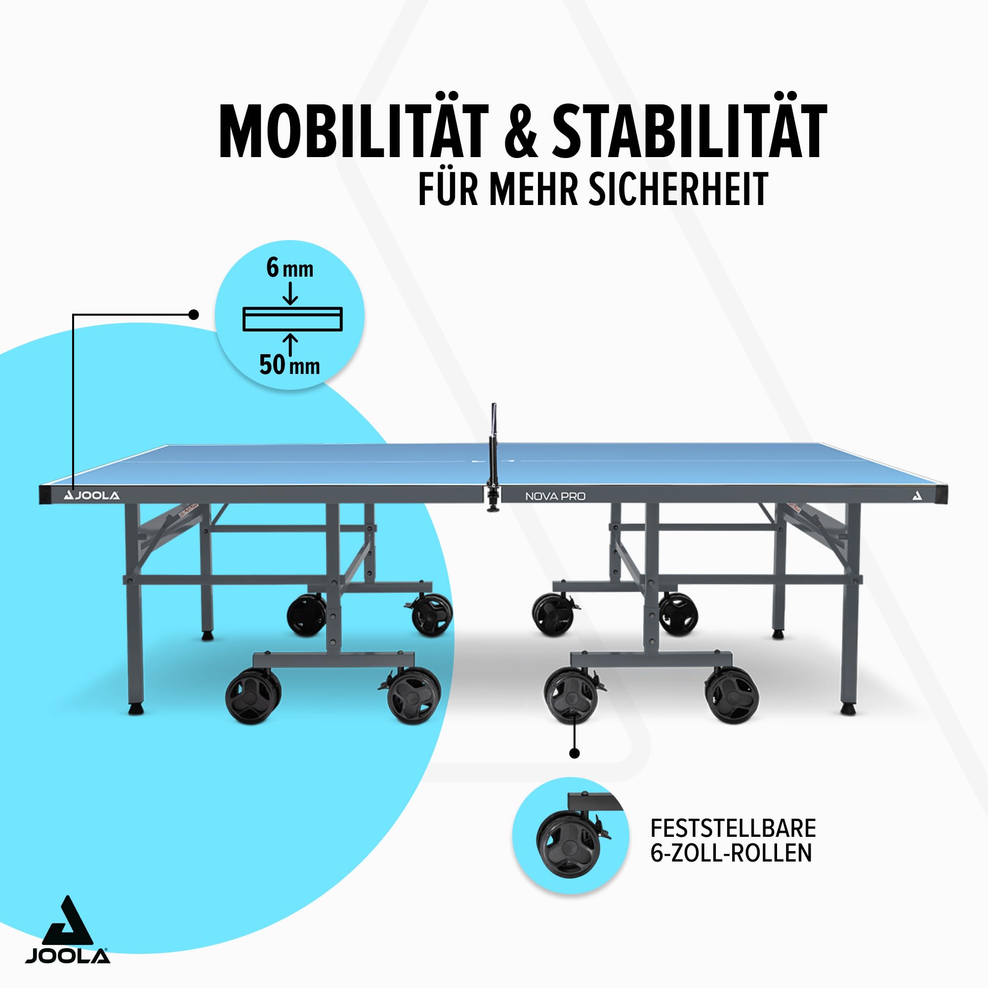 JOOLA Tischtennisplatte Nova – Outdoor Tischtennisplatte wetterfest klappbar mit Netz & Höhenverstellung
