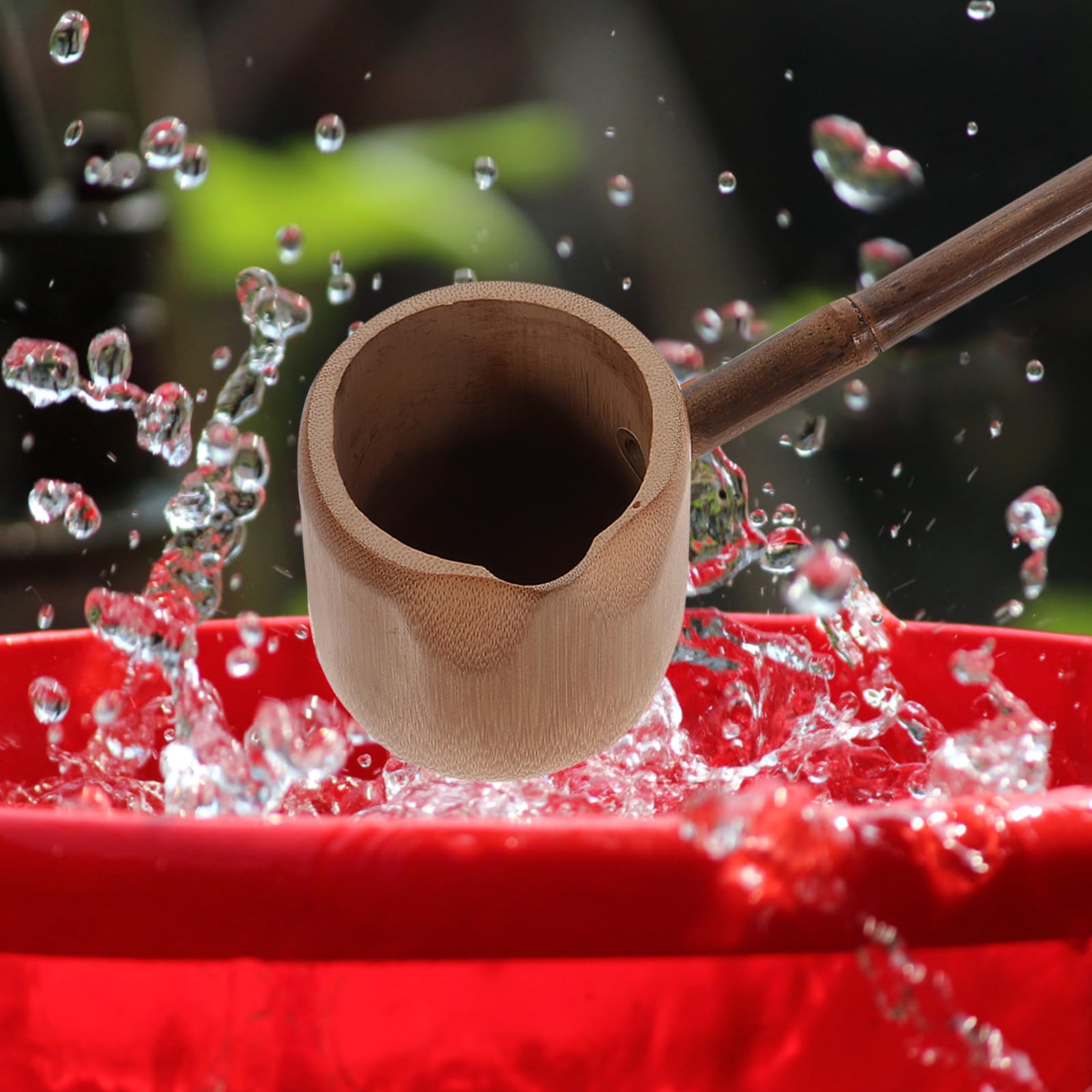 DOITOOL Louche en bois à long manche - Louche japonaise - Cuillère à eau pour la maison, le jardin, la cérémonie du thé