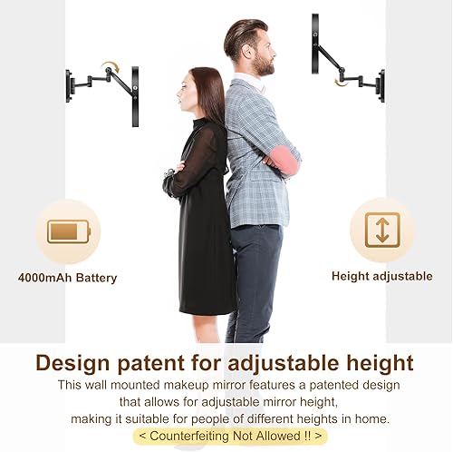 Miniatura 2 de Espejo de maquillaje iluminado, espejo de aumento iluminado 1X10X, espejo de maquillaje giratorio 360 con luces y aumento, espejo de maquillaje de