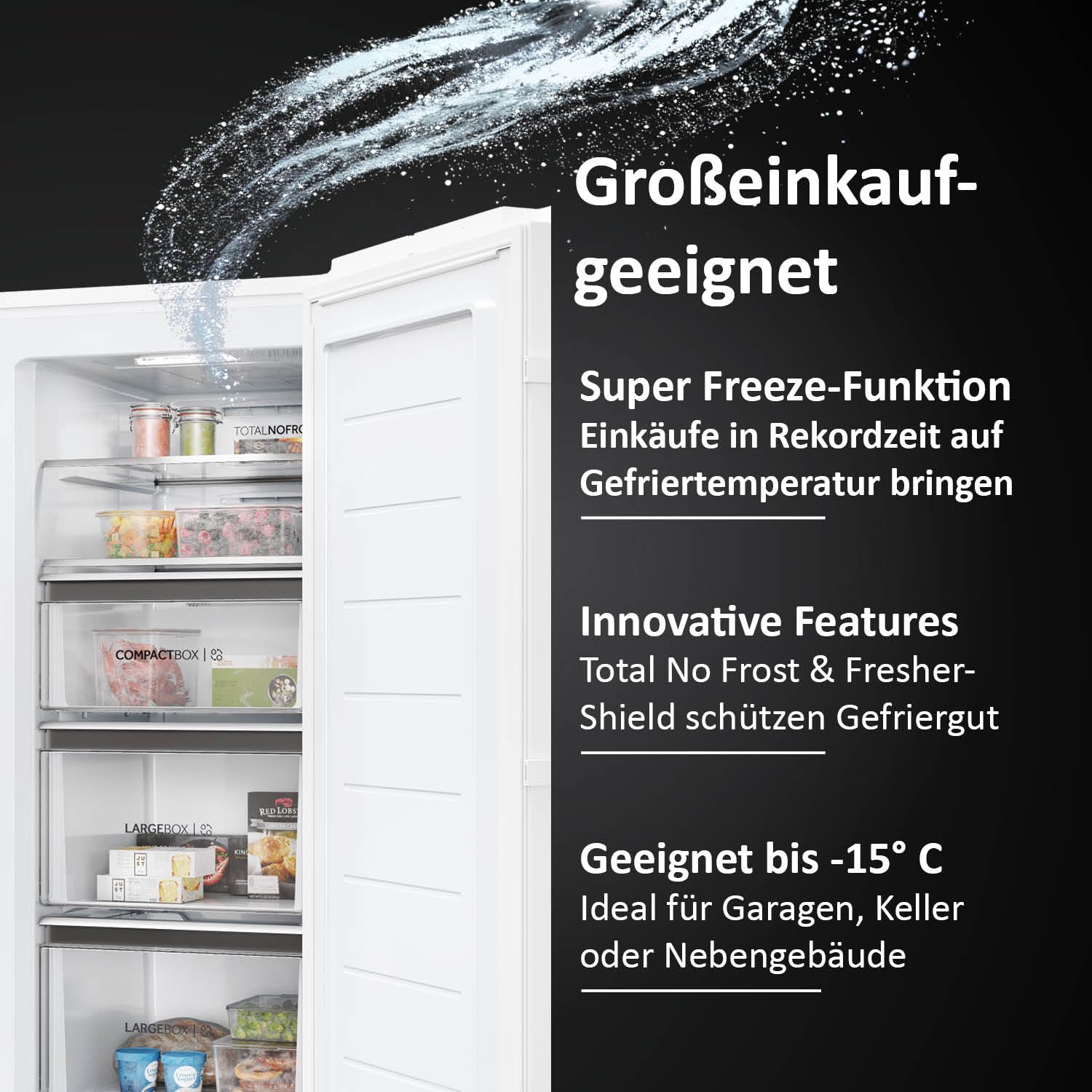 Haier Gefrierschrank mit Abtauautomatik Up 60 SERIE 3 H4F226WEH1 I Total No Frost Tiefkühlschrank, 226 L Kapazität I Eisschrank auch als Kühlschrank nutzbar I Freezer mit Wi-Fi, Touchscreen