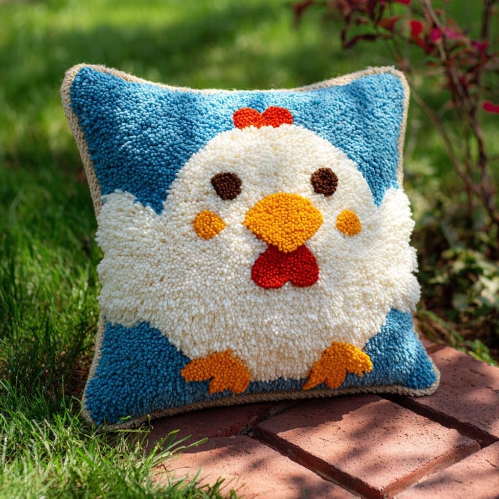 WallustrioaW DIY Rug Cushion kit 43x43cm,Cartoon Chick