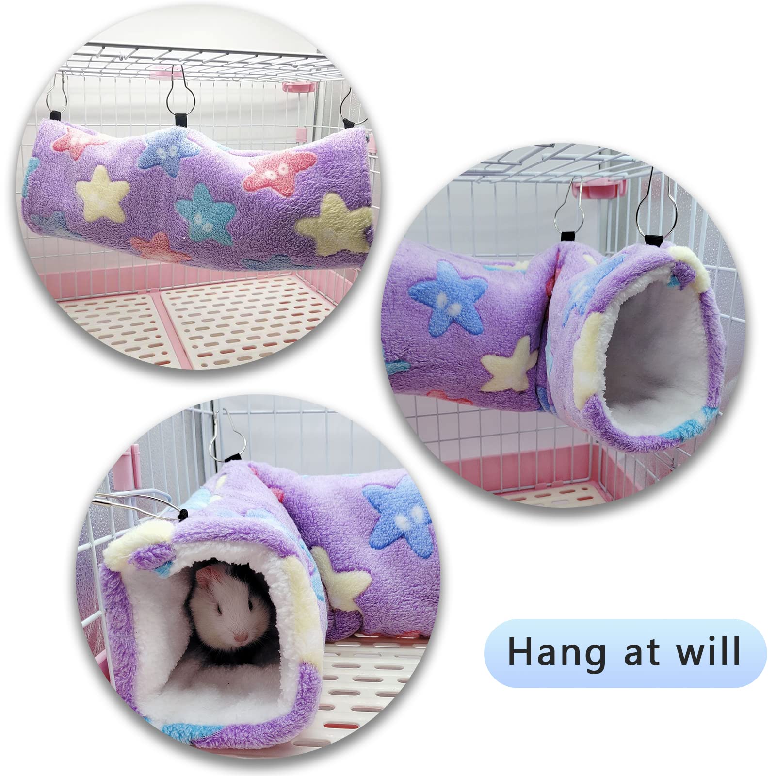 Hamac pour Cochon d'Inde, Furet, Rat, Cochon d'Inde, lit Tunnel à Suspendre, hamac pour Animaux de Petite Taille, Hamster, Chinchilla, Furet, cachette, Accessoires de Cage de Couchage, Violet - 3