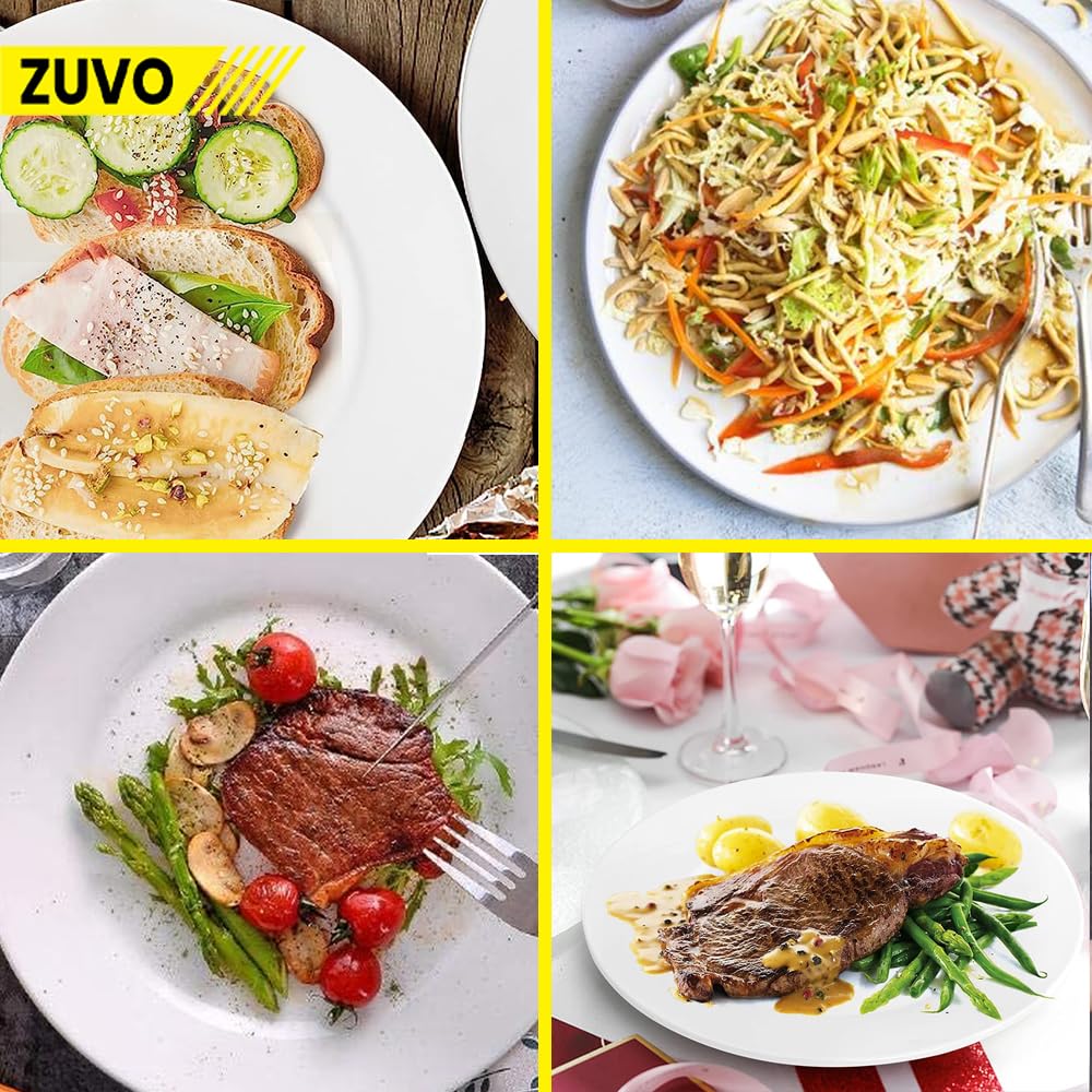 Zuvo Dinner Plates Set of 6-10.5 Inches White Porcelain Large Dinner Plates - Dishwasher and Microwave Safe Rim Shape Plates Set - Image 4