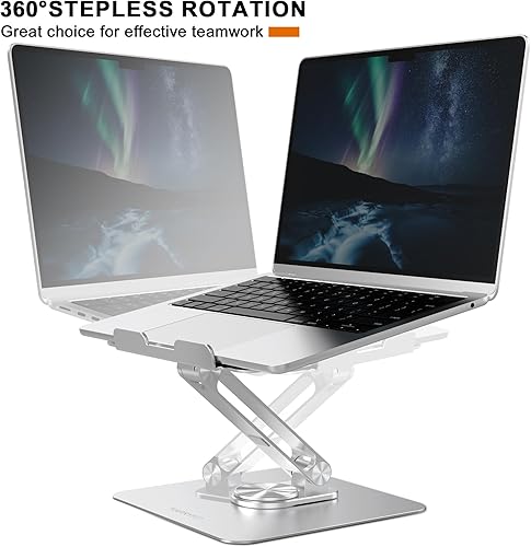 Miniatura 2 de Soporte ajustable para laptop con base giratoria de 360, elevador portátil para laptop, soporte plegable para laptop, elevador ergonómico para