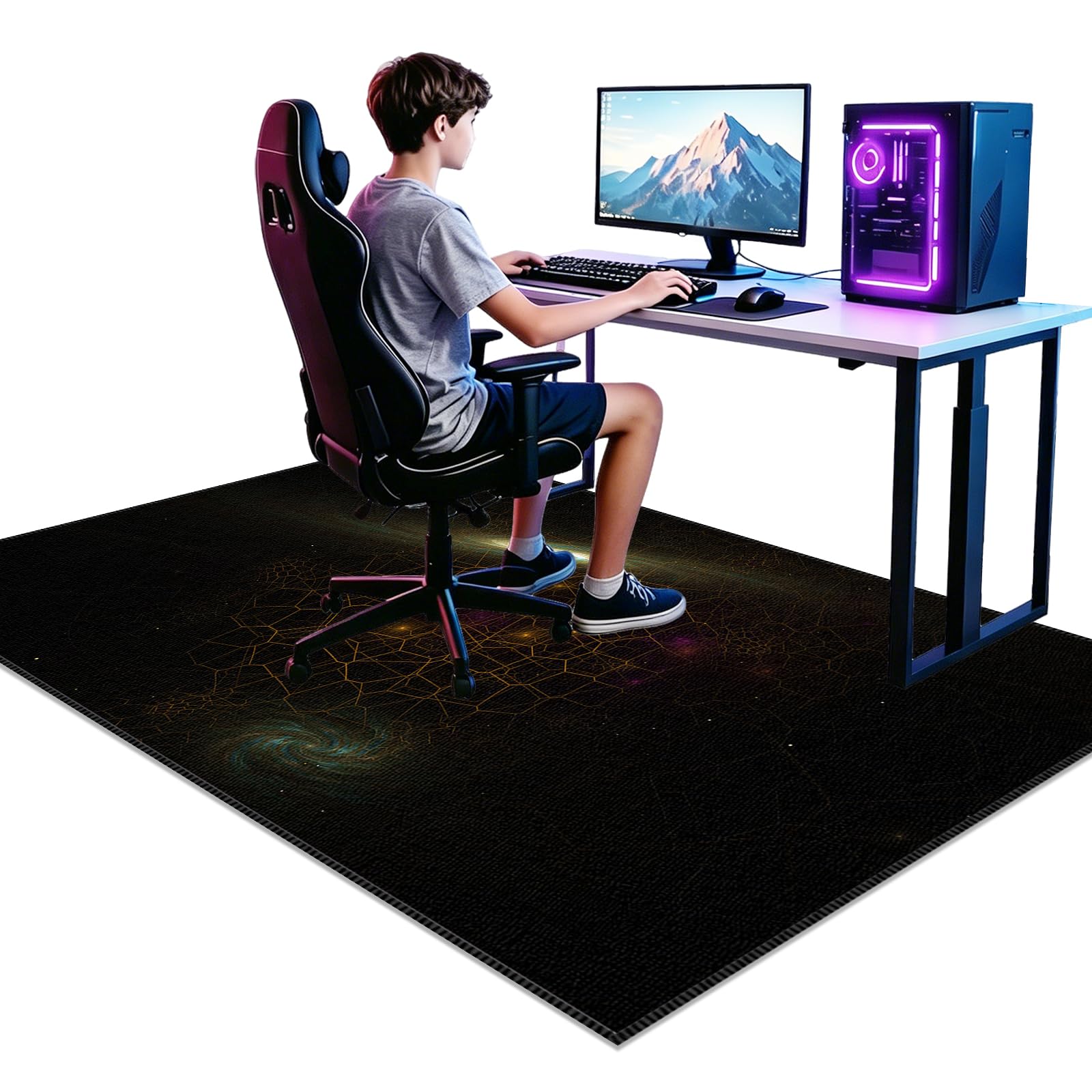 Gaming Rug for Bedroom, Boys Bedroom Rug 40 x 60cm Gamer Rug, Game rugs for Game Room Playroom Home Decor, Non-Slip Carpet Decorative Floor Mat Gaming Area Rugs, 3D Gaming Rug for Boys Bedroom