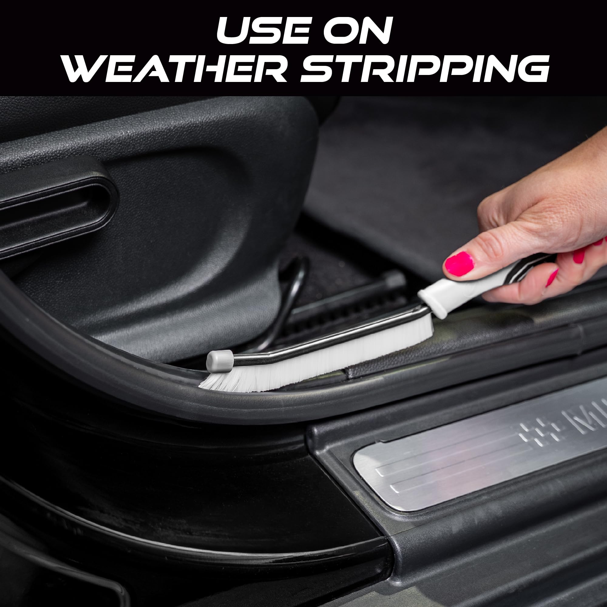 VIKING Car Detailing Brush for Interior Cleaning 4 Pack | Multi-Purpose for Car Seat Carpet Brush Interior Car Cleaner Medium Bristles and Stiff Bristles product thumbnail 5