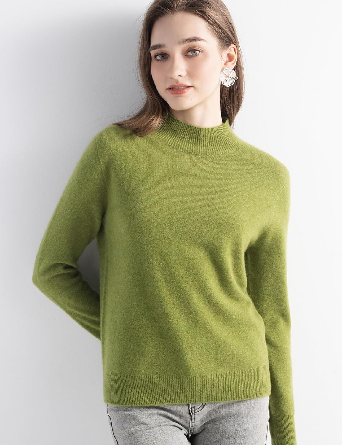 Chanyarn Women's 100% Pure Cashmere Sweater Mock Neck Long Sleeve Warm Leisure 2025 Fall Winter Knit Pullover