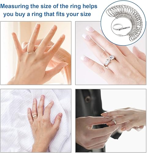 Miniatura 3 de Kit de herramientas de medición de anillo, medidores de anillos de metal para medir, herramienta de medición de tamaño de dedo con paño de pulido, 4