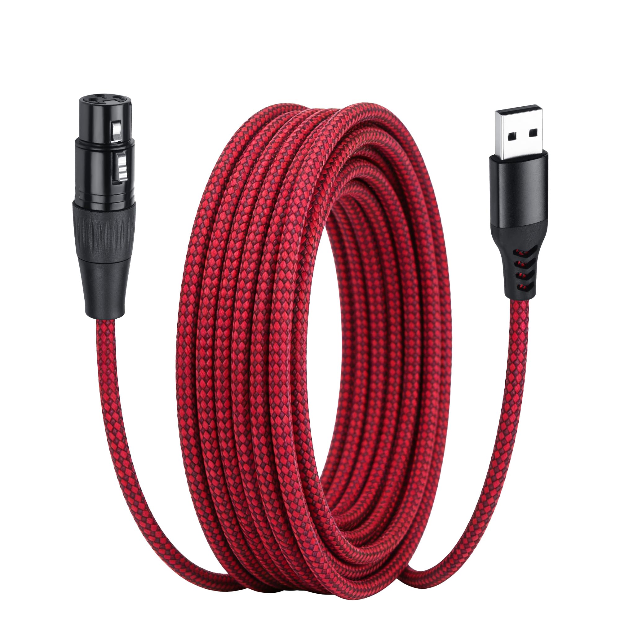 Cavo audio intrecciato da XLR a USB, 3 m, da XLR femmina a 3 pin a USB A, per microfono, connessione Devic di registrazione (3 m)