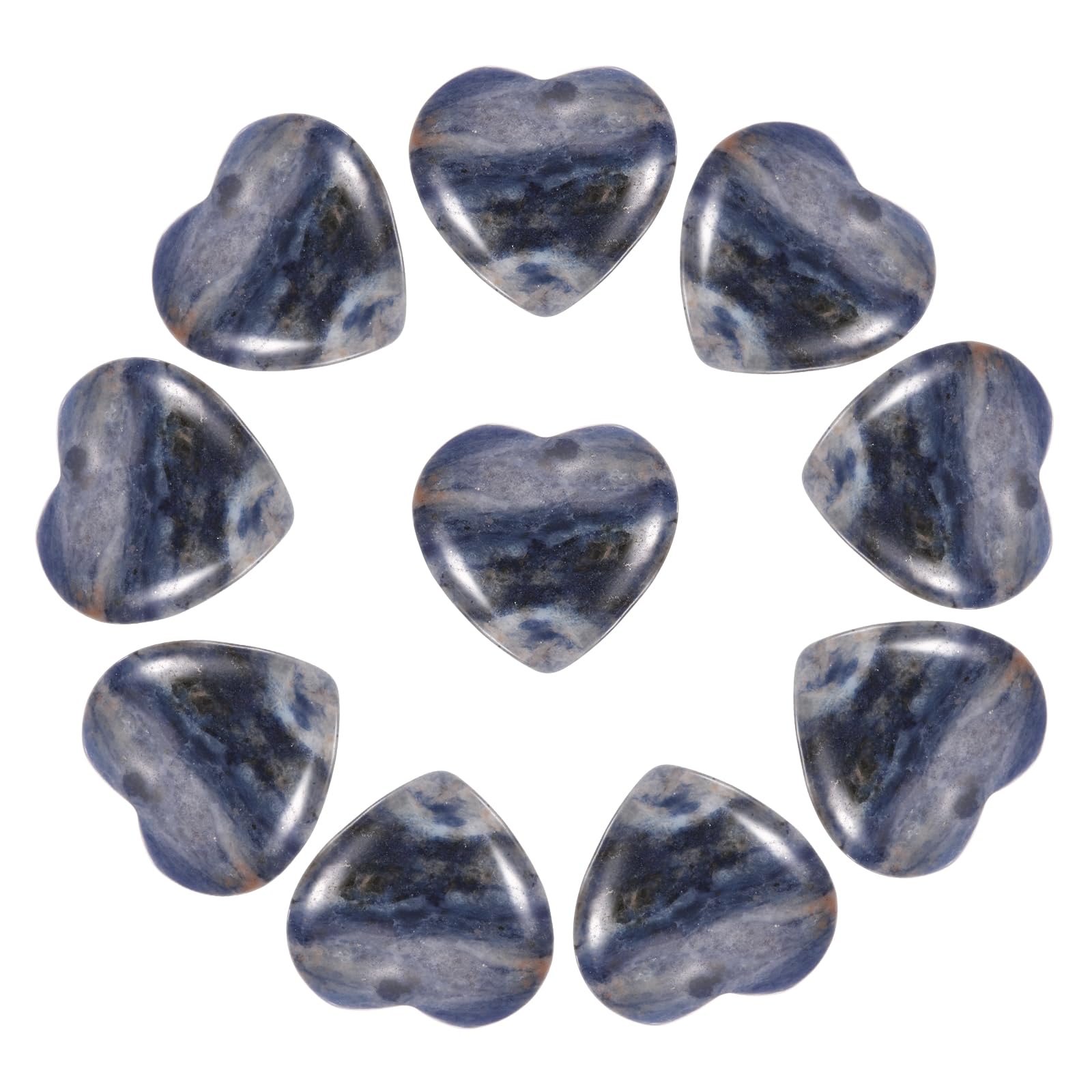 PATIKIL 10Pcs Natural Heart Shaped Crystal Stone, 0.8" Polished Love Gemstone Crystal